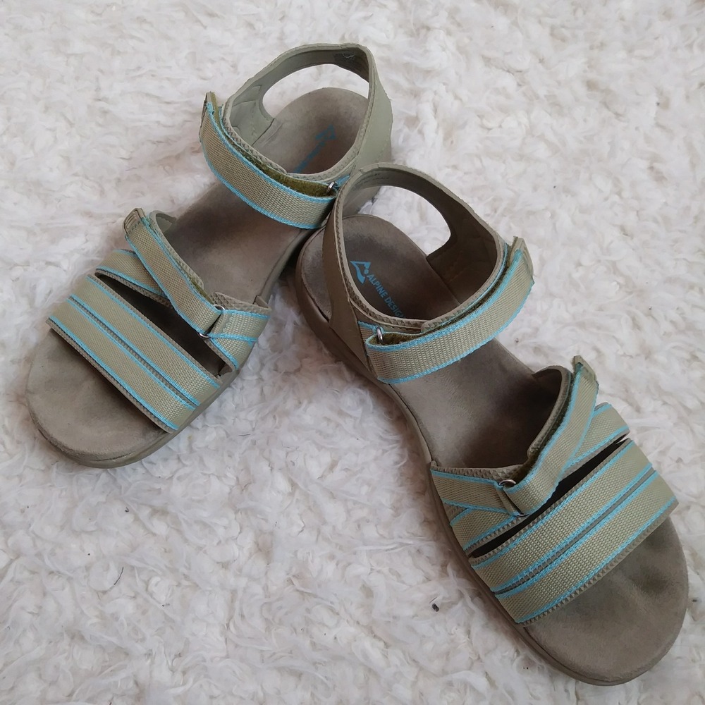 Alpine Design Riley Taupe Women's Sz 9 Open Toe Adjustable Strap Comfort Sandals